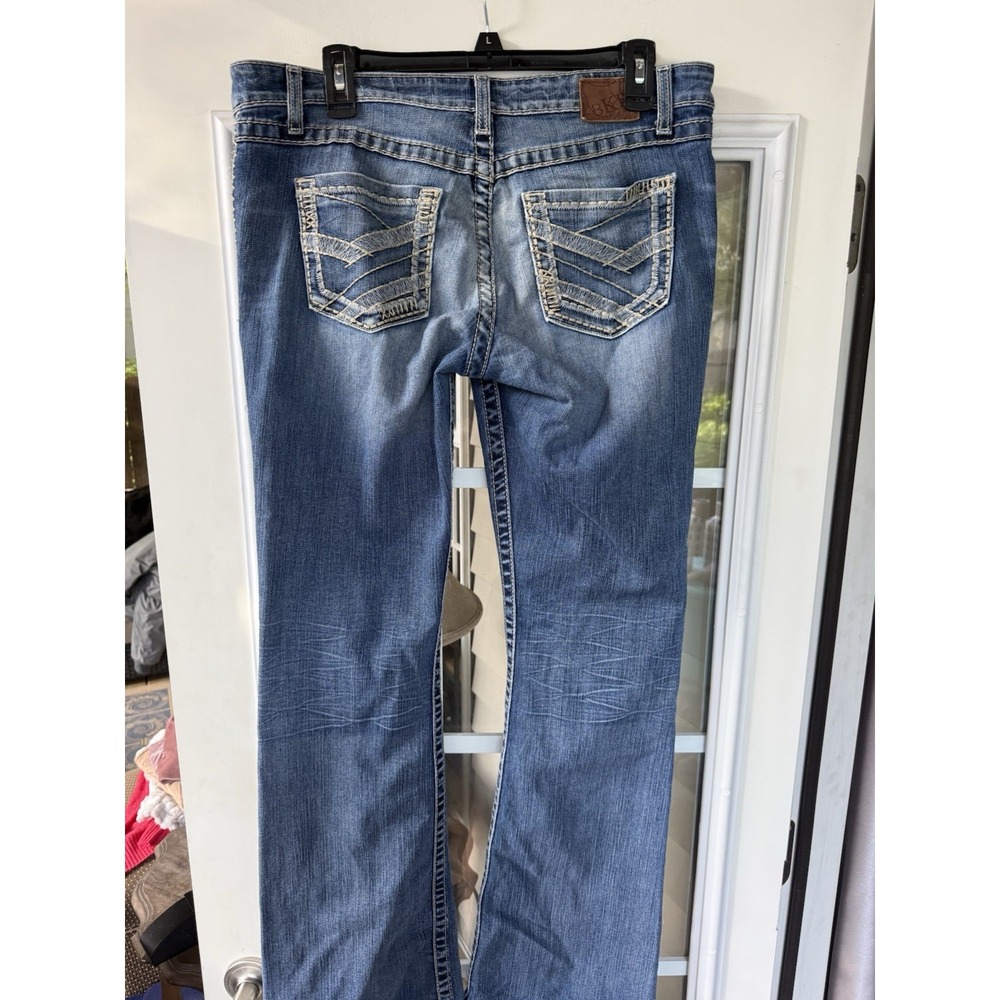 BKE Sabrina Jeans Womens 30x33.5 Med Wash Mid Rise Bootcut Embroidered 90s Y2K - Picture 3 of 8